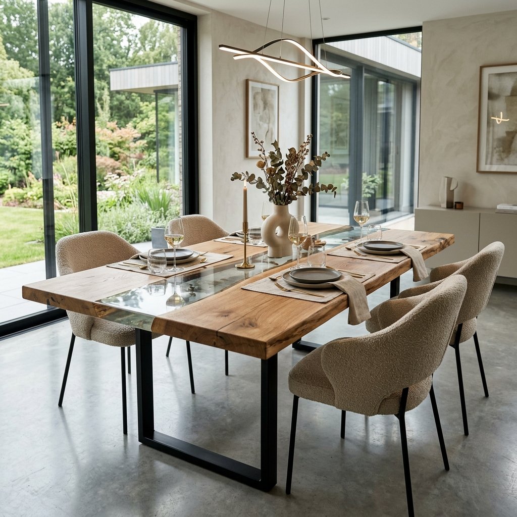 Mesa de comedor de Roble y Resina Clara